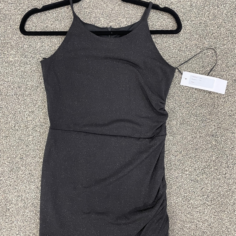 NWT BD Junior Style 392 Black Sparkle Halter Neck Party Dress Junior Sizes